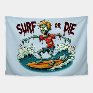 Surf or Die - Zombie surfer Tapestry