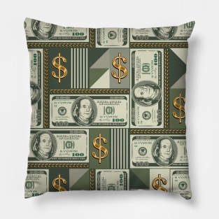 Dollar bills in geometric pattern Pillow