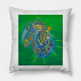 Green Pelican Pillow