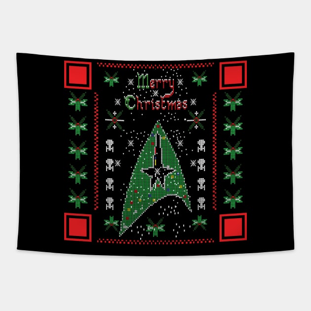 MERRY STARFLEET QR CODE Tapestry by KARMADESIGNER T-SHIRT SHOP