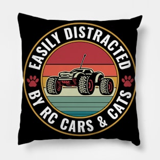 Easily distracted by RC Cats and Dogs RC Car Lover Pillow