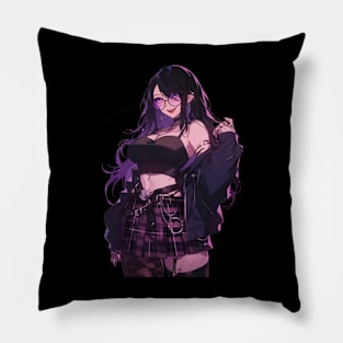 Gothic Japanese Anime Girl Violet Pillow