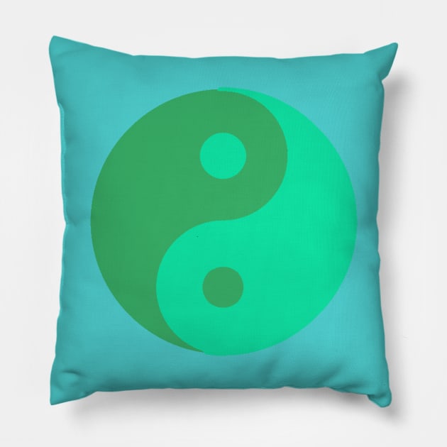 Yin Yang in shades of aqua Pillow by NovaOven