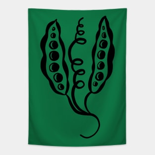 Pea Pods black Tapestry