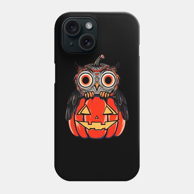 Owl & Jack O' Lantern: Halloween Pumpkin Trick or Treat Design Phone Case by laverdeden