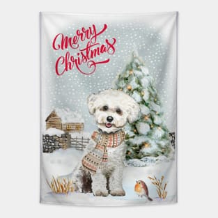 Bichon Frise Merry Christmas Santa Dog Tapestry