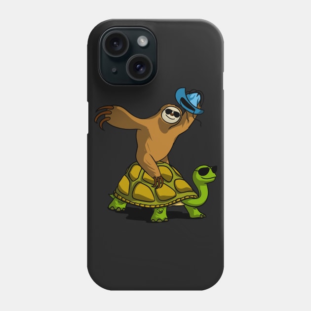 Sloth Riding Turtle Phone Case by underheaven