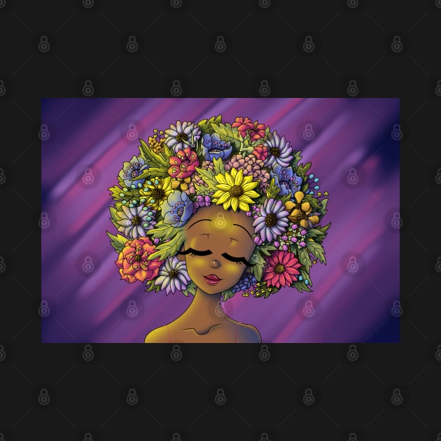 African American Woman and Flowery Hair by treasured-gift