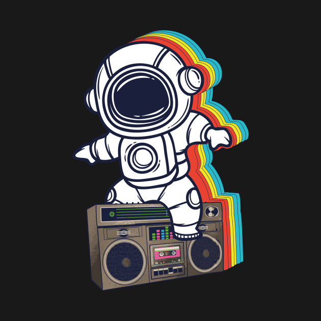 Rainbow Astronaut Boombox by printee