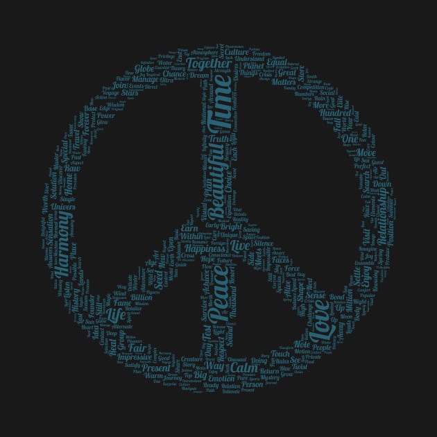 Peace Symbol Silhouette Shape Text Word Cloud by Cubebox