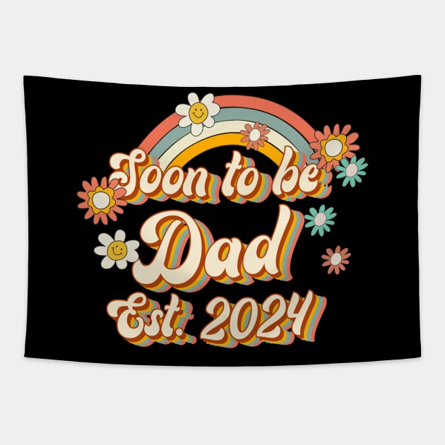 Soon To Be Dad Est. 2024 Family 60s 70s Hippie Costume Tapestry by Rene	Malitzki1a