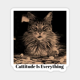 Cattitude is everything Magnet