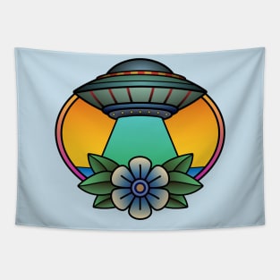 Tropical UFO tattoo Tapestry