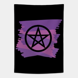 Pagan Pentagram Purple Paint Witch Magick Tapestry