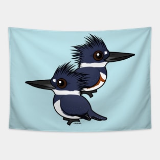 Cute Belted Kingfisher Pair Tapestry