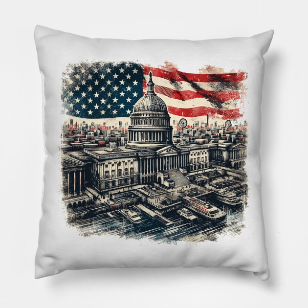 Washington Dc Pillow by Vehicles-Art