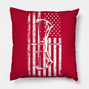 Bow Hunting Archery American Flag Patriotic Bow Hunters Pillow