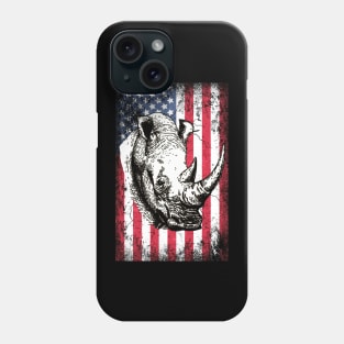 Patriotic Rhinoceros American Flag Phone Case