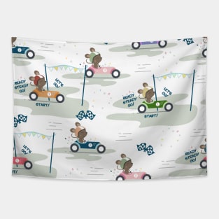 Ready to race mouse pattern Tapestry