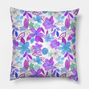 Spring Is Here Blue and Violet Pillow