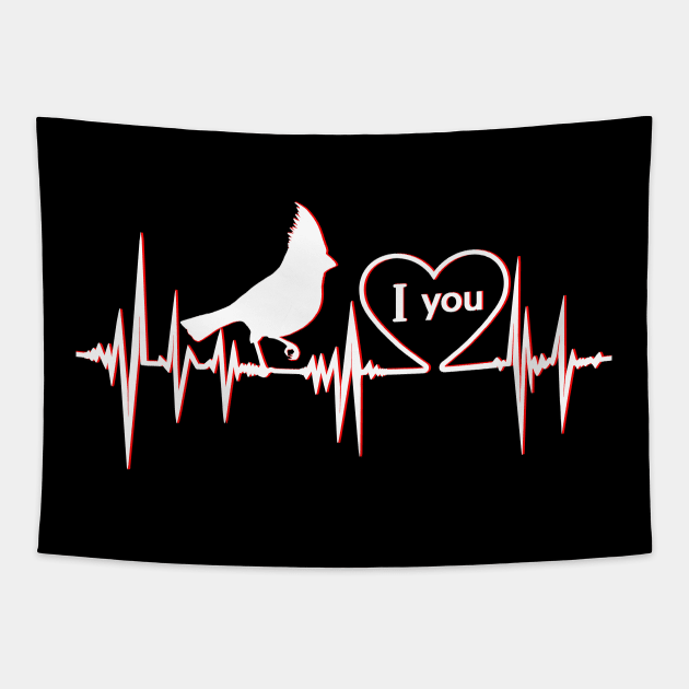 Red Cardinal bird heartbeat love you Tapestry by Artardishop
