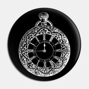 White Vintage Pocket Watch Pin