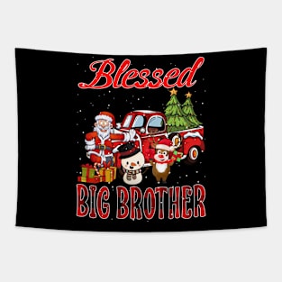 Blessed Big Brother Red Plaid Christmas Tapestry