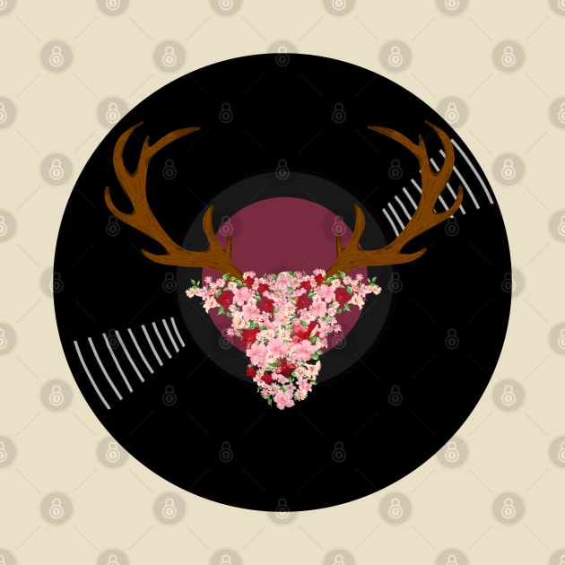 Vinyl Record - Reindeer Flower Head Antlers by SwasRasaily