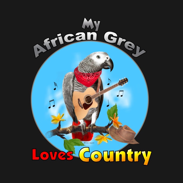 African Grey Congo Parrot Loves Country by Pollysapparel