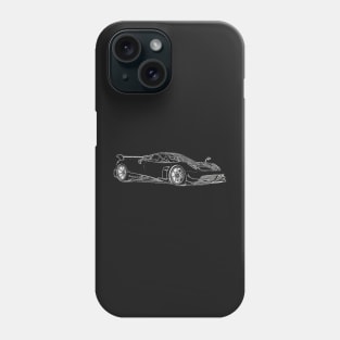 Pagani Huayra Supercar Racing Wireframe White Phone Case