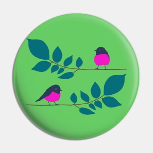 Pink robin on a tree branch Pin