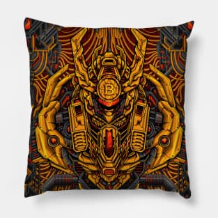 Fiery Mecha Bitcoin Titan Pillow