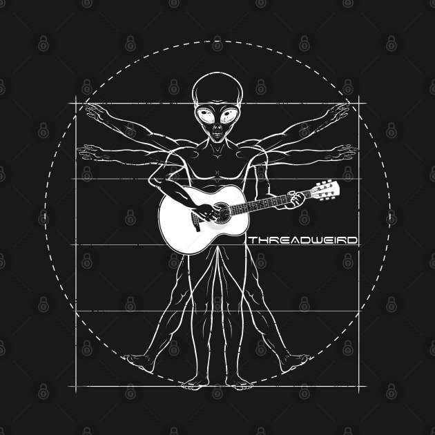 Davinci Alien Acoustic Guitar Player by ThreadWeird Apparel Company