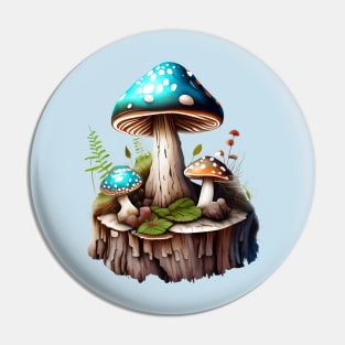 Blue Mushrooms in the Forest Pin