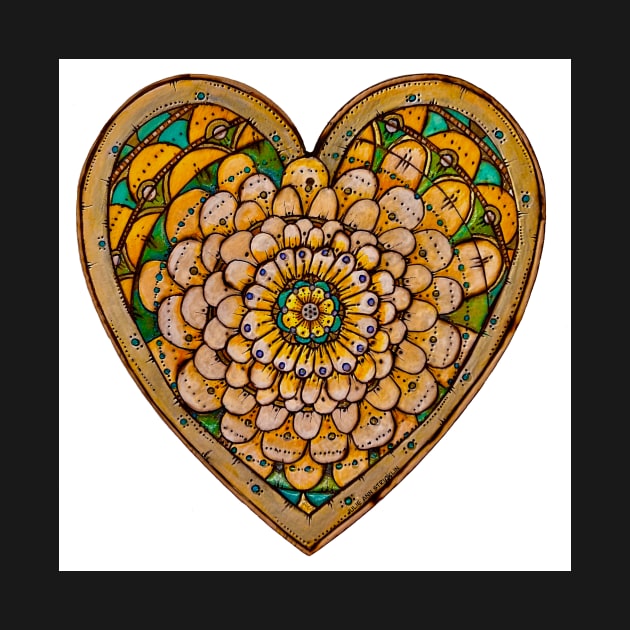 Wooden Heart In Bloom by Julie Ann Stricklin