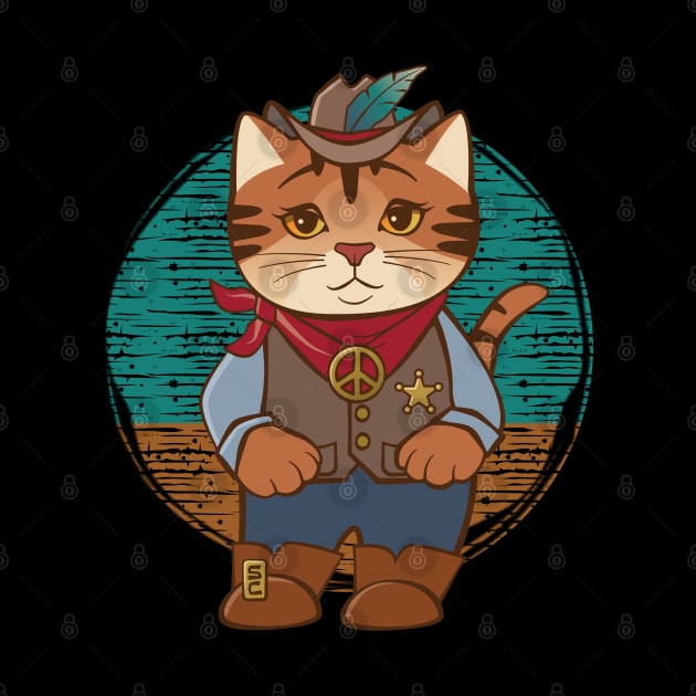 Old West Peaceful Cowgirl Sheriff Cat by Sue Cervenka