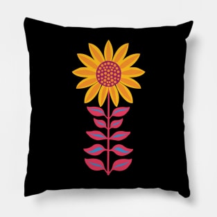 Sunflower - pink and yellow graphic design by Cecca Designs Pillow