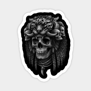 Occult maya skull, Tiger Headdress Magnet