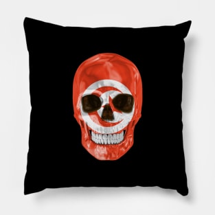 Tunisia Flag Skull - Gift for Tunisian With Roots From Tunisia Pillow
