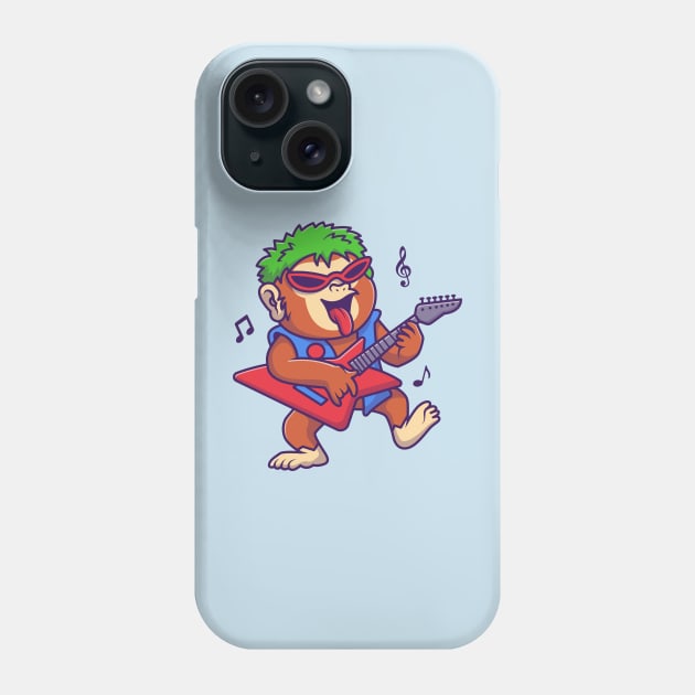 Cute Monkey Rocker Playing Guitar Music Cartoon Phone Case by Catalyst Labs