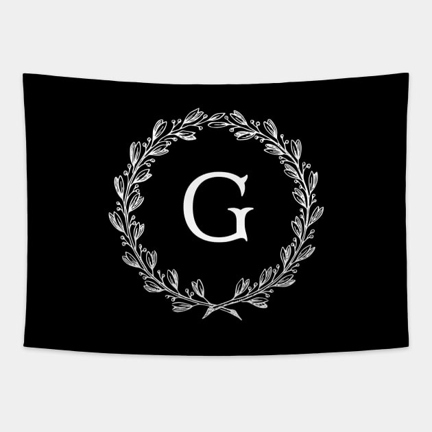Beautiful Letter G Alphabet Initial Monogram Wreath Tapestry by anonopinion