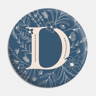 Botanical Letter D (Lake Blue) Pin