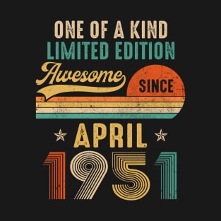 April 1951 Vintage 70 Years Old Retro 70th Birthday Gift T-Shirt