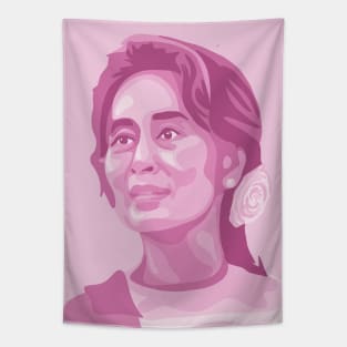 Aung San Suu Kyi Portrait and Quote Tapestry