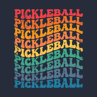 Pickleball Retro Color Repeat Text T-Shirt