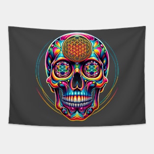 sacred geometry skull Tapestry