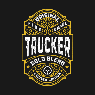 Trucker Funny Vintage Whiskey Bourbon Label Truck Driver T-Shirt