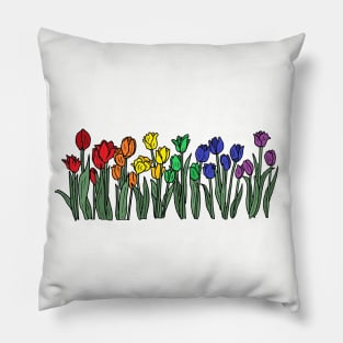 Pride flag tulips Pillow