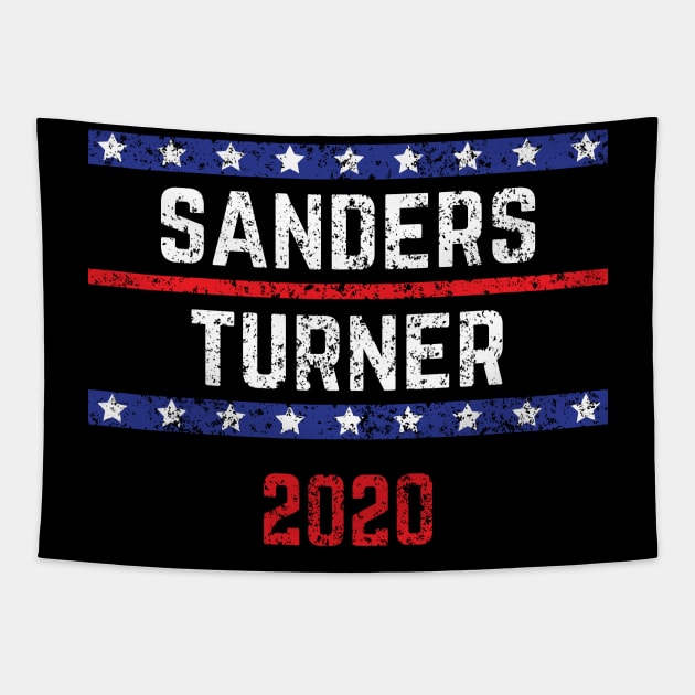 Bernie Sanders 2020 and Nina Turner on the One Ticket Vintage Distressed Tapestry by YourGoods