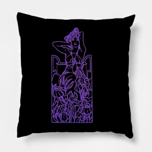 Alphonse Mucha Amethyste Violet Neon Pillow